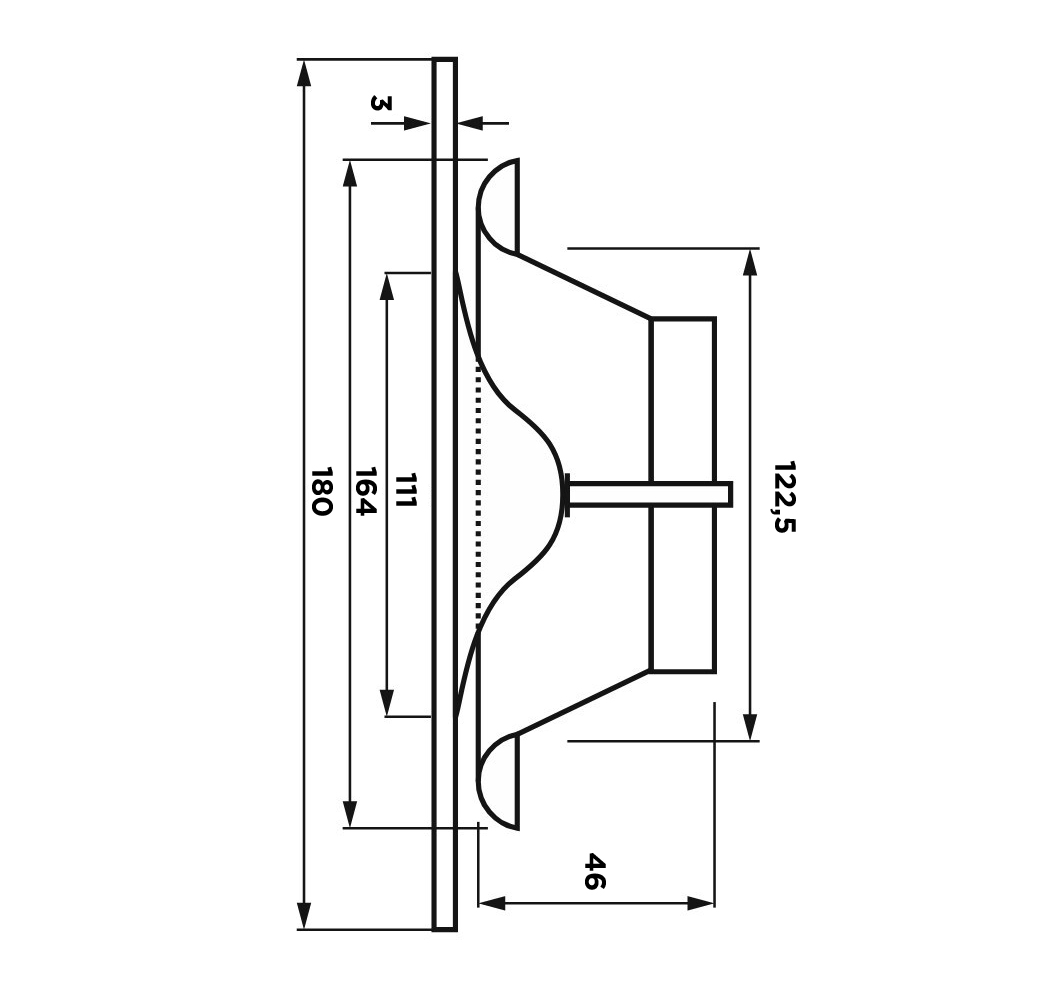 Анемостат со стклянной внешней частью FOZA D 125 мм. Матовое стекло 180х180 мм. Цвет Зеркальный